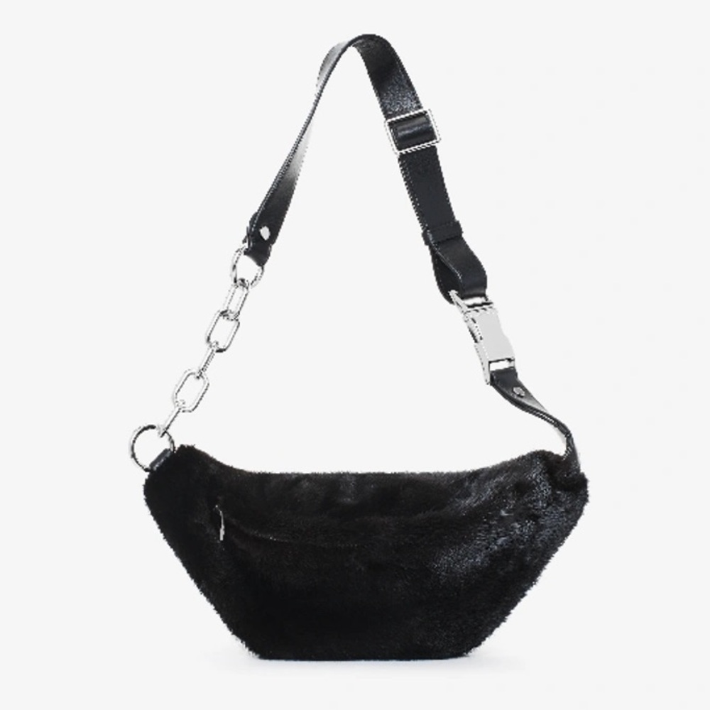 ALEXANDER WANG ATTICA MINK FANNY PACK IN BLACK